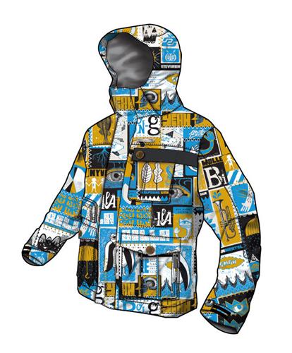 BILLABONG WOLLE JACKET IN CYAN BLUE AND MUSTARD PRINT