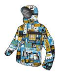 BILLABONG WOLLE JACKET IN CYAN BLUE AND MUSTARD PRINT