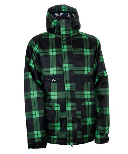 BILLABONG PISTOL JACKET IN BRIGHT GREEN TIMB-A-LIN PLAID PRINT