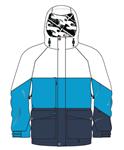 BILLABONG QUEST INSULATED JACKET IN WHITE WITH ACID BLUE AND NIGHT TIME
