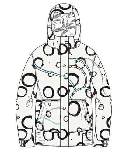 BILLABONG WOMENS TARA-OH JACKET IN WHITE WITH BLACK CIRCLES