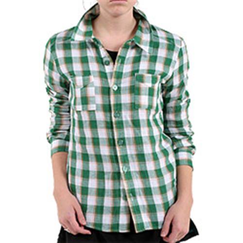 VOLCOM WOMENS LUNA LONG SLEEVE SHIRT IN PINE GREEN