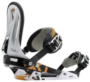 RAIDEN BATTERY SNOWBOARD BINDINGS IN THE EERO COLORWAY (WHITE AND BLACK)