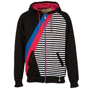 VOLCOM STONE STRIPE BASIC SHERPA FLEECE SWEATSHIRT IN BLACK