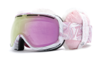VONZIPPER CHAKRA SNOW GOGGLES IN SIREN'S SONG FRAMES AND A SMOKE PINK CHROME LENS + EARMUFFS