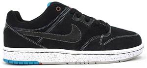 NIKE 6.0 AIR ZOOM CUSH SHOE IN BLACK, BLACK, HOT RED, AND AQUAMARINE
