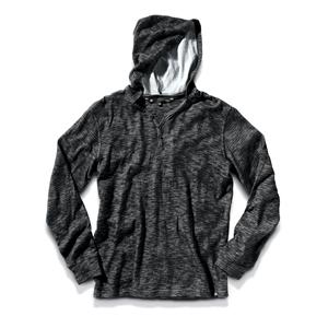 KR3W CURTS LONG SLEEVE HENLEY WITH HOOD IN BLACK