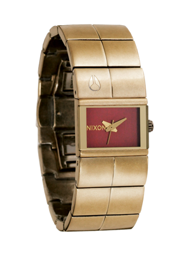 NIXON WOMENS COUGAR WATCH IN ANTIQUE GOLD AND RED