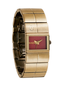 NIXON WOMENS COUGAR WATCH IN ANTIQUE GOLD AND RED