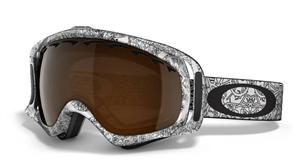 OAKLEY CROWBAR SNOW GOGGLES WITH WHITE OAKLEY TEXT FRAMES AND A BLACK IRIDIUM LENS