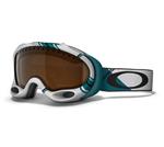 OAKLEY A FRAME SNOW GOGGLES WITH WHITE/BLUE ARCADE PLAID FRAMES AND A BLACK IRIDIUM LENS