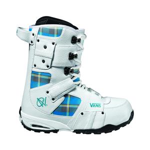 VANS ANDREAS WIIG SNOWBOARD BOOTS IN WHITE AND BLUE PLAID