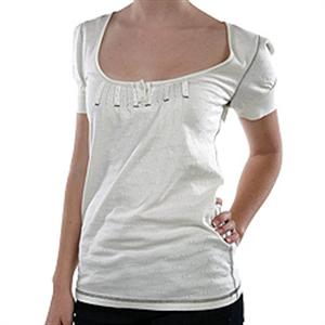 VOLCOM WOMENS HOLIDAZE HONEY SHORT SLEEVE SCOOP NECK SHIRT IN CREAM
