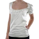 VOLCOM WOMENS HOLIDAZE HONEY SHORT SLEEVE SCOOP NECK SHIRT IN CREAM