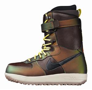 NIKE ZOOM FORCE 1 SNOWBOARD BOOTS IN TAR, BLACK AND RAINBOW