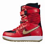 NIKE ZOOM FORCE 1 SNOWBOARD BOOTS IN CHILLING RED, METALLIC GOLD AND DARK OBSIDIAN