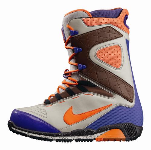 NIKE ZOOM KAIJU SNOWBOARD BOOTS IN STONE, ORANGE BLAZE, AND VARSITY PURPLE