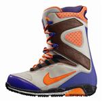 NIKE ZOOM KAIJU SNOWBOARD BOOTS IN STONE, ORANGE BLAZE, AND VARSITY PURPLE