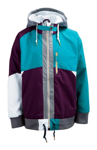NIKE ROSEWOOD SHELL JACKET IN GRAND PURPLE, RADIANT EMERALD, AND WHITE