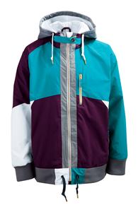 NIKE ROSEWOOD SHELL JACKET IN GRAND PURPLE, RADIANT EMERALD, AND WHITE