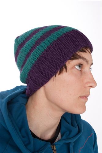 HOLDEN KNIT STRIPE BEANIE IN PURPLE