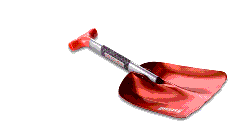 ORT GRIZZLY 1 FOLDABLE T-GRIP SHOVEL IN RED AND SILVER