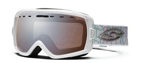 SMITH WOMENS HEIRESS SNOW GOGGLES WITH WHITE CHAINMAIL FRAMES AND A PLATINUM MIRROR LENS