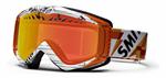 SMITH FUSE SNOW GOGGLES WITH ORANGE/WHITE AIR RETRO FRAMES AND A RED MIRROR LENS