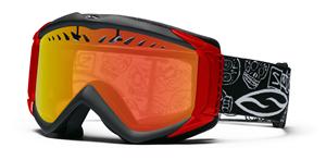 SMITH FUSE SNOW GOGGLES WITH BLACK DAY OF THE DEAD FRAMES AND A RED MIRROR LENS