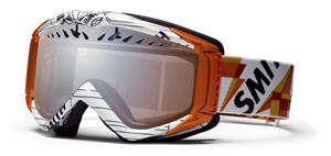 SMITH FUSE SNOW GOGGLES WITH ORANGE/WHITE AIR RETRO FRAMES AND A PLATINUM MIRROR LENS