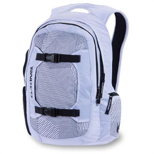 DAKINE MISSION SNOW BACKPACK IN WHITE AND WHITE PATCHES