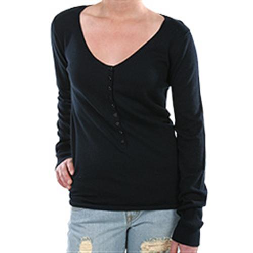 VOLCOM WOMENS SUNDAY GIRL HENLEY IN BLACK