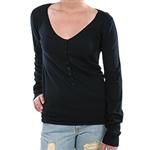 VOLCOM WOMENS SUNDAY GIRL HENLEY IN BLACK