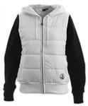 VOLCOM WOMENS TWO TONE QUILTED ZIP HOODIE IN WHITE