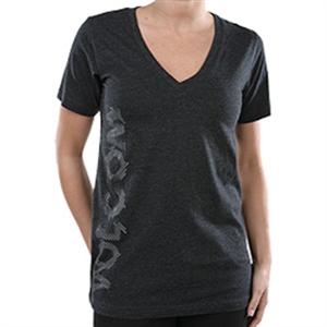 VOLCOM WOMENS SLASH STASH BOYFRIEND VNECK SHIRT IN CHARCOAL
