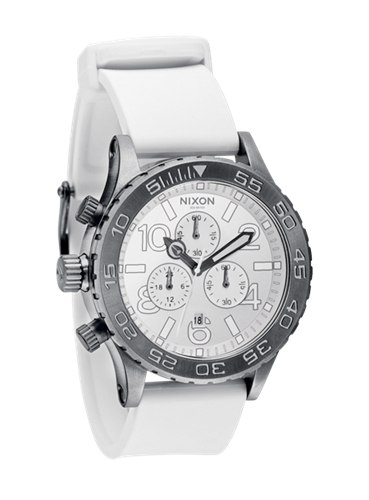 NIXON 42-20 PU CHRONO WATCH IN GUNMETAL AND WHITE