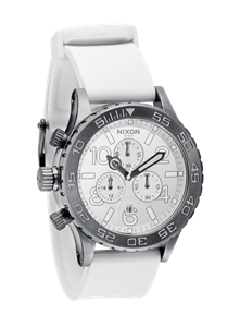 NIXON 42-20 PU CHRONO WATCH IN GUNMETAL AND WHITE