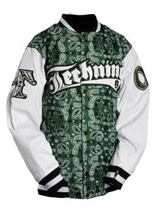 TECHNINE BALLER JACKET IN GREEN PAISLEY