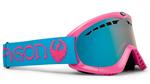 DRAGON DXS SNOW GOGGLES WITH ORIGINAL GANGSTA PINK FRAMES AND A BLUE IONIZED LENS PLUS AN AMBER LENS