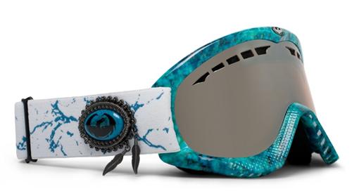 DRAGON DXS SNOW GOGGLES WITH TURQUOISE STONE FRAMES AND AN IONIZED LENS PLUS AN AMBER LENS