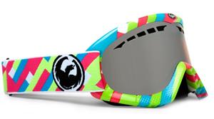 DRAGON DXS SNOW GOGGLES WITH PARTY BLOCKS FRAMES AND AN IONIZED LENS