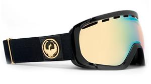 DRAGON ROGUE SNOW GOGGLES WITH JET FRAMES AND A GOLD IONIZED LENS