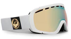 DRAGON ROGUE SNOW GOGGLES WITH WHITE FRAMES AND A GOLD IONIZED LENS