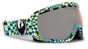 DRAGON ROGUE SNOW GOGGLES WITH DAY TRIPPER 3 GREEN VICE FRAMES AND AN IONIZED LENS