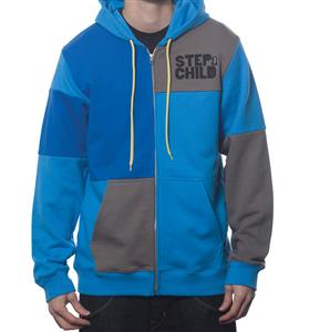 STEPCHILD SWITCH APPLIQUE HOODY IN BLUE AND GREY