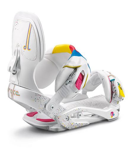 DRAKE DL SNOWBOARD BINDINGS IN WHITE AND PINK