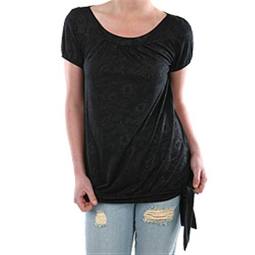 VOLCOM WOMENS DEBOSS LADY TOP IN BLACK