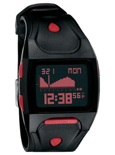 NIXON LODOWN WATCH IN BLACK AND RED