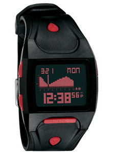 NIXON LODOWN WATCH IN BLACK AND RED