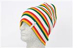 DISCRETE ALBELIAN BEANIE IN WHITE, GREEN, YELLOW, AND RED